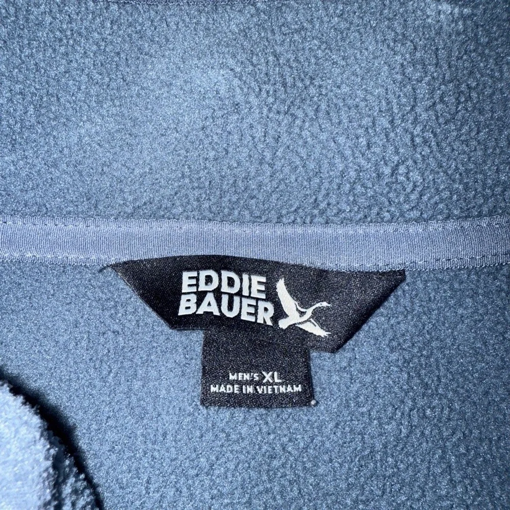 Eddie Bauer Men's Quarter Snap Warm Fleece Pullover with Pockets Blue‎ Sz XL